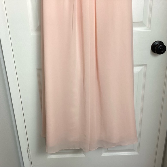 NWT Azazie Ginger A-Line Halter Pleated Chiffon Floor Length Dress Pearl Pink 4 - Picture 4 of 12
